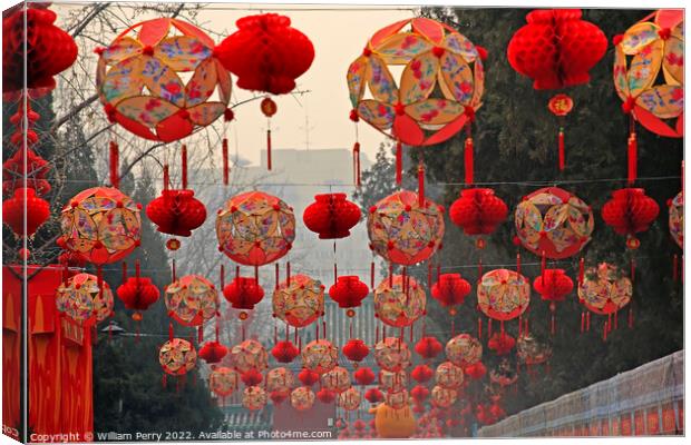 Chinese Lunar New Year Decorations Ditan Park Beijing China Canvas Print by William Perry