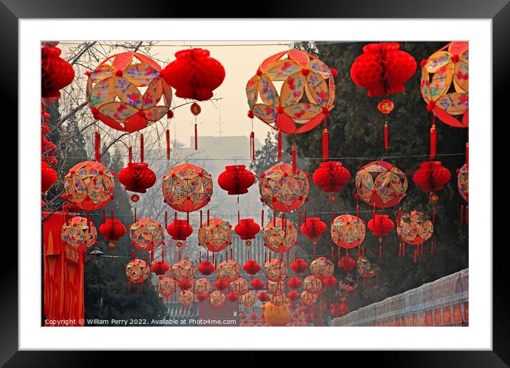 Chinese Lunar New Year Decorations Ditan Park Beijing China Framed Mounted Print by William Perry