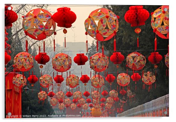 Chinese Lunar New Year Decorations Ditan Park Beijing China Acrylic by William Perry