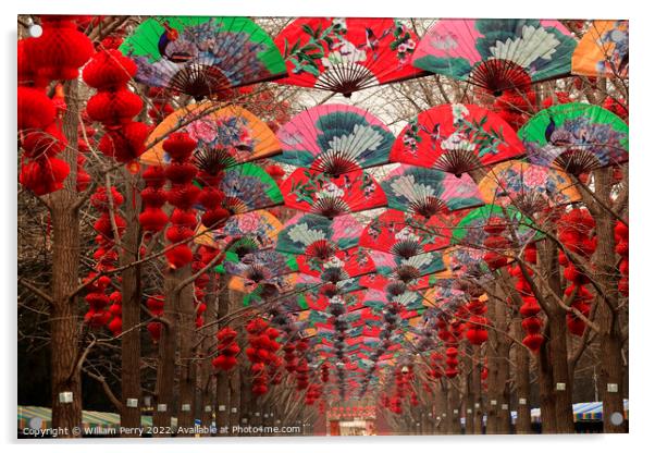 Paper Fans Chinese Lunar New Year Decorations Beijing China Acrylic by William Perry