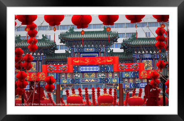 Chinese Gate  Chinese Lunar New Year Decorations Beijing China Framed Mounted Print by William Perry