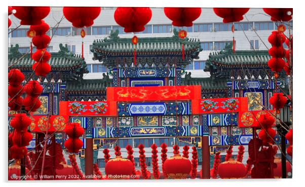 Chinese Gate  Chinese Lunar New Year Decorations Beijing China Acrylic by William Perry