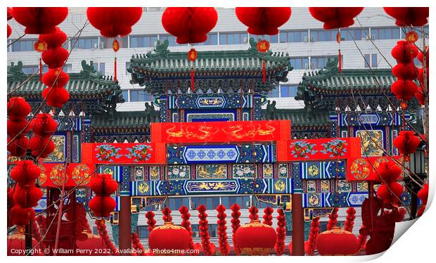 Chinese Gate  Chinese Lunar New Year Decorations Beijing China Print by William Perry