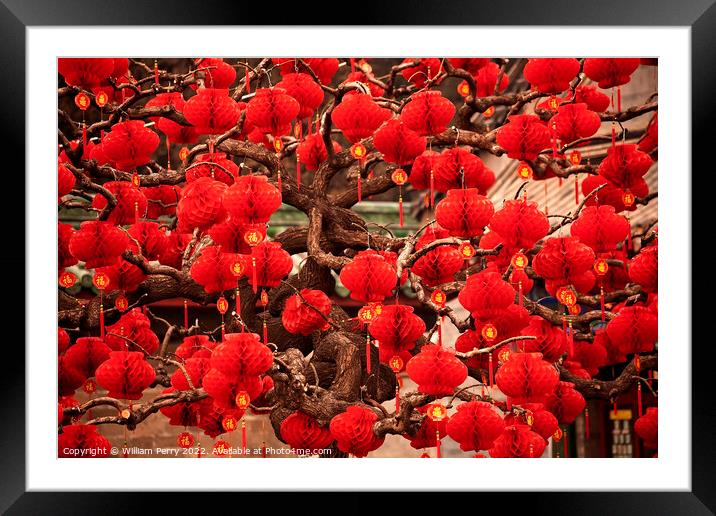 Lucky Red Lanterns Chinese Lunar New Year Decorations Ditan Park Framed Mounted Print by William Perry