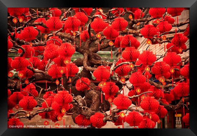 Lucky Red Lanterns Chinese Lunar New Year Decorations Ditan Park Framed Print by William Perry