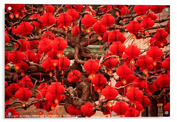 Lucky Red Lanterns Chinese Lunar New Year Decorations Ditan Park Acrylic by William Perry