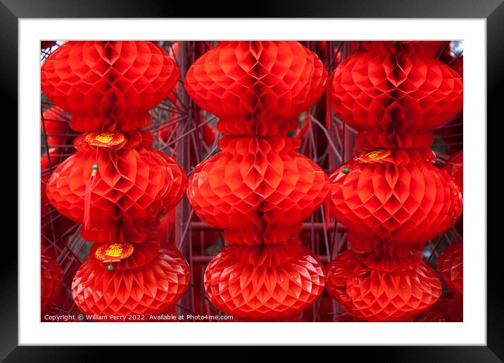 Red Lanterns Chinese Lunar New Year Ditan Park Beijing China Framed Mounted Print by William Perry