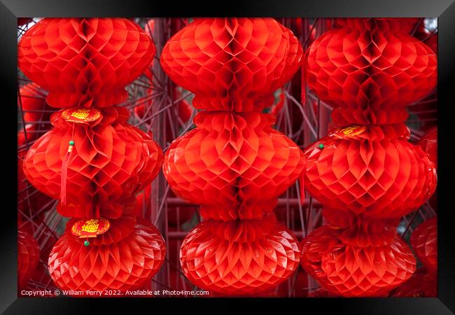 Red Lanterns Chinese Lunar New Year Ditan Park Beijing China Framed Print by William Perry