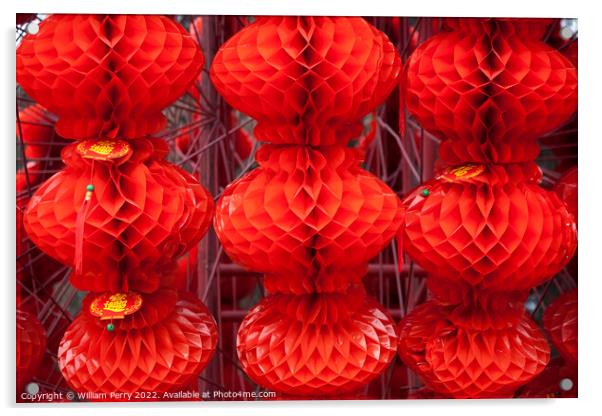 Red Lanterns Chinese Lunar New Year Ditan Park Beijing China Acrylic by William Perry