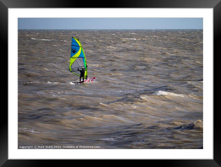 Bexhill Winter Windsurfing. Framed Mounted Print by Mark Ward