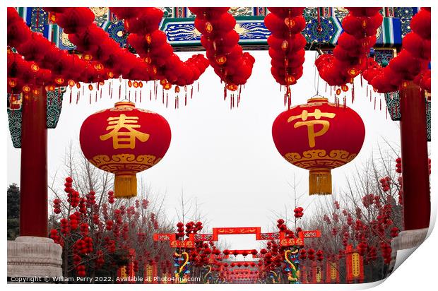 Red Lanterns Chinese Lunar New Year Decorations Beijing China Print by William Perry