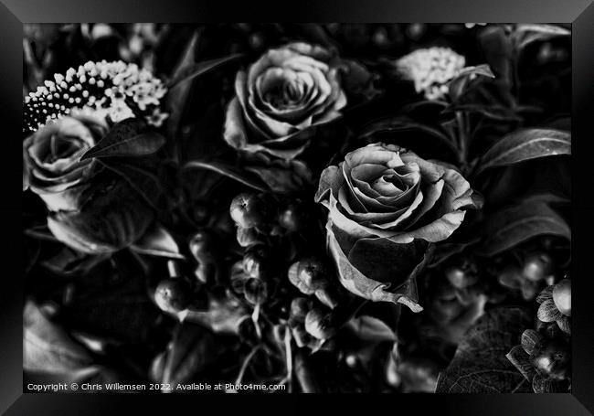 flower bouquest of dark black art flowers Framed Print by Chris Willemsen