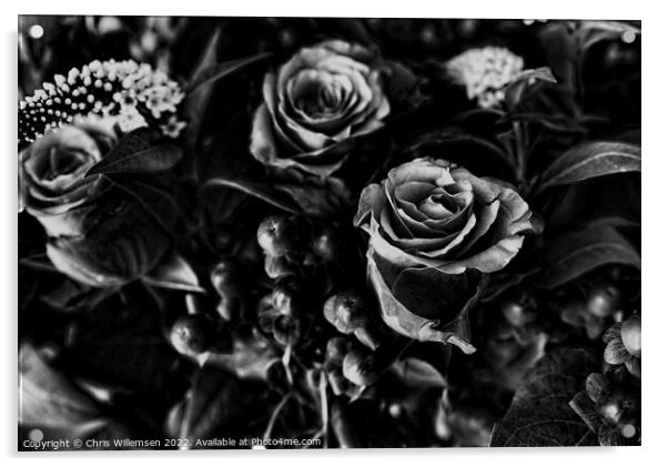 flower bouquest of dark black art flowers Acrylic by Chris Willemsen