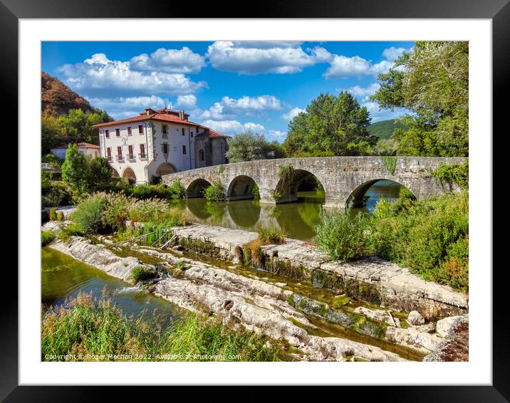 Serene Bridge and Monastery in Cantabria Framed Mounted Print by Roger Mechan