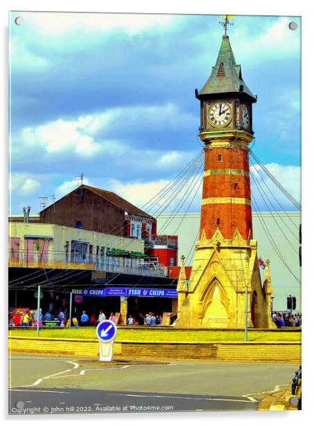 Clock tower, Skegness, Lincolnshire. (portrait) Acrylic by john hill