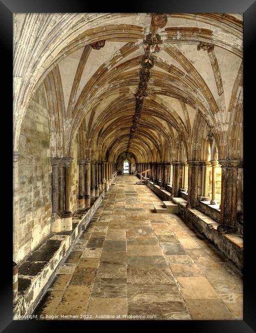 Norwich Cathedral Cloisters: A Timeless Sanctuary Framed Print by Roger Mechan