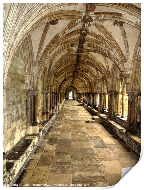 Norwich Cathedral Cloisters: A Timeless Sanctuary Print by Roger Mechan