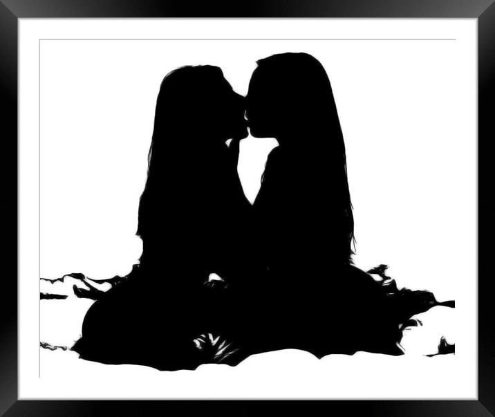 Lovers in Silhouette Framed Mounted Print by Amy Rogers