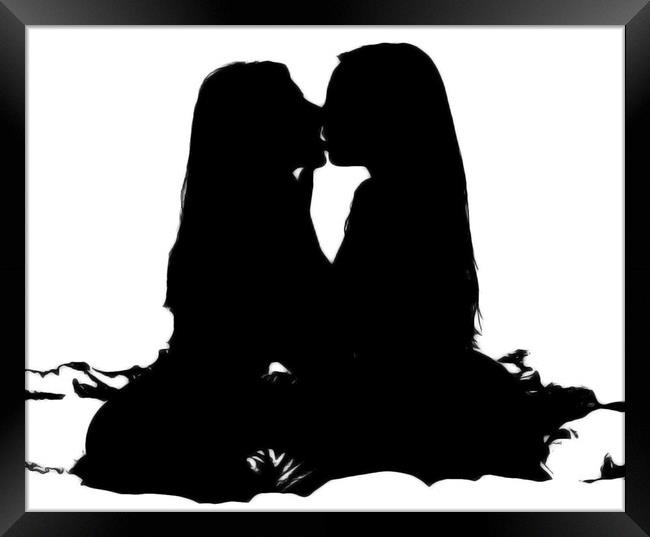 Lovers in Silhouette Framed Print by Amy Rogers