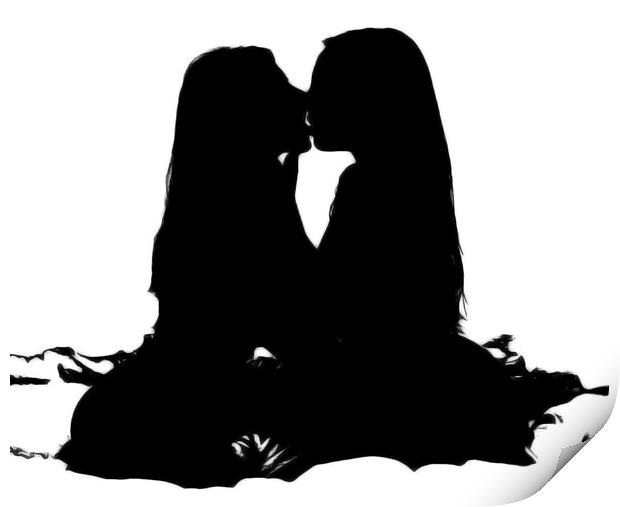 Lovers in Silhouette Print by Amy Rogers