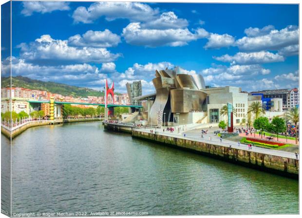 Iconic Bilbao Guggenheim in summer splendour Canvas Print by Roger Mechan