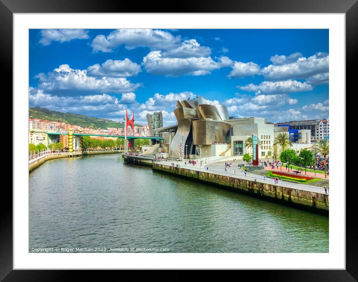 Iconic Bilbao Guggenheim in summer splendour Framed Mounted Print by Roger Mechan