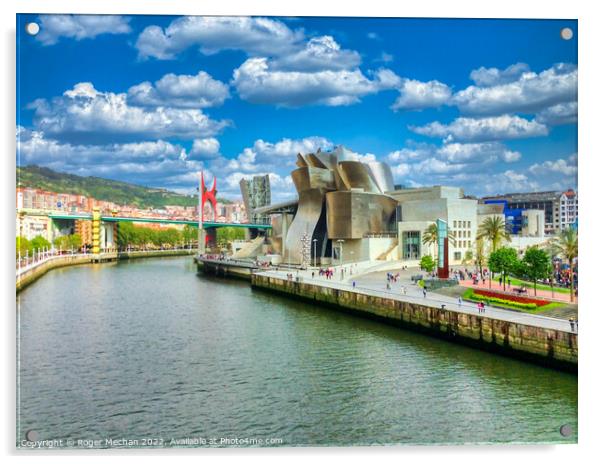 Iconic Bilbao Guggenheim in summer splendour Acrylic by Roger Mechan