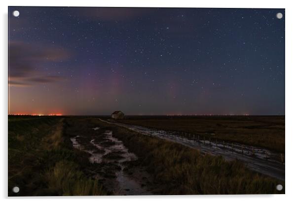 The Northern lights arrive at Thornham in Norfolk  Acrylic by Gary Pearson