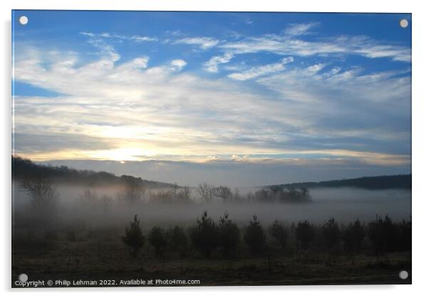 Misty Morning Sunrise 1 Acrylic by Philip Lehman