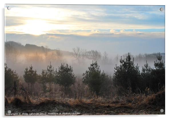Misty Morning Sunrise 2 Acrylic by Philip Lehman