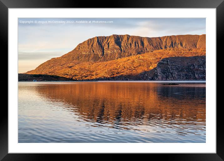 View across Loch Canaird to Ben Mor Coigach Framed Mounted Print by Angus McComiskey