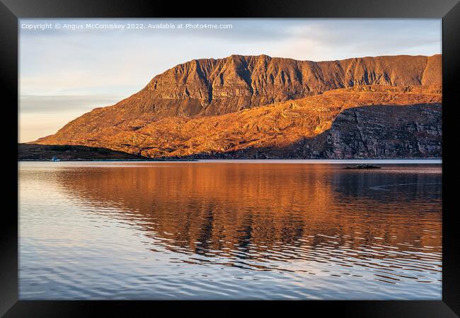 View across Loch Canaird to Ben Mor Coigach Framed Print by Angus McComiskey