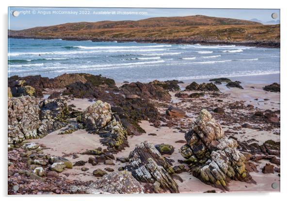 Achnahaird Bay surfer, Coigach Peninsula Scotland Acrylic by Angus McComiskey