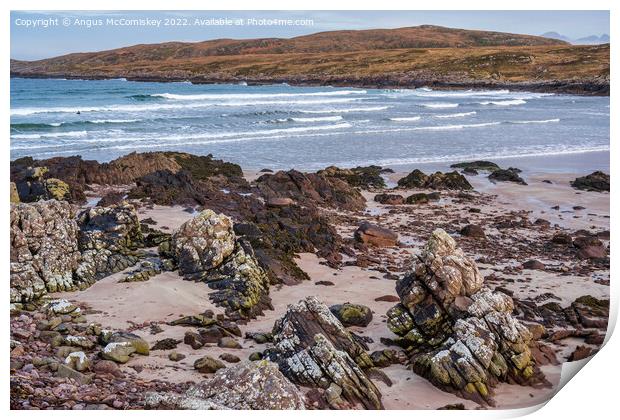 Achnahaird Bay surfer, Coigach Peninsula Scotland Print by Angus McComiskey