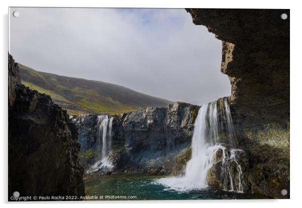 Skutafoss waterfall in southeast Iceland Acrylic by Paulo Rocha