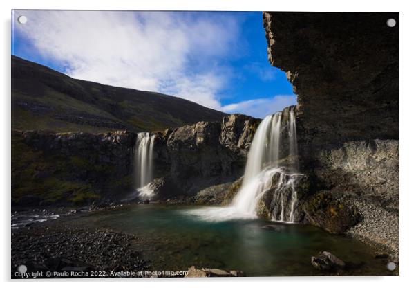 Skutafoss waterfall in southeast Iceland Acrylic by Paulo Rocha