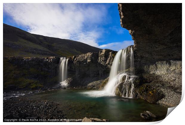 Skutafoss waterfall in southeast Iceland Print by Paulo Rocha