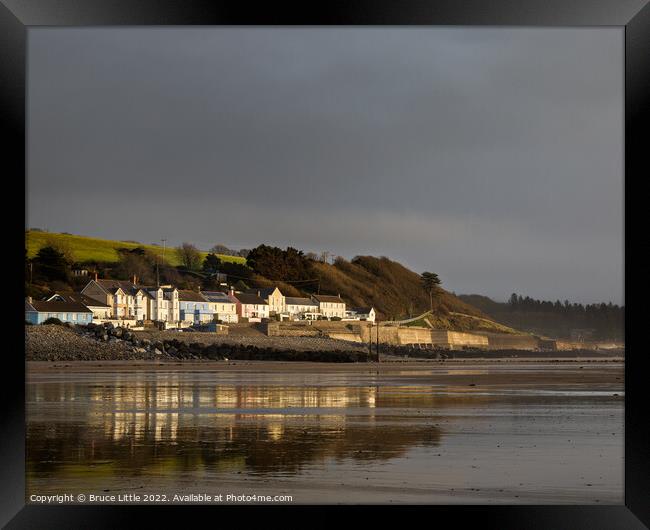 Golden Reflections at Dramatic Amroth Dawn Framed Print by Bruce Little