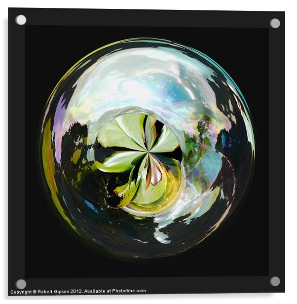 Spherical Paperweight Waterworld Acrylic by Robert Gipson