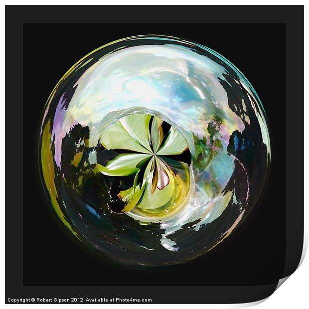Spherical Paperweight Waterworld Print by Robert Gipson