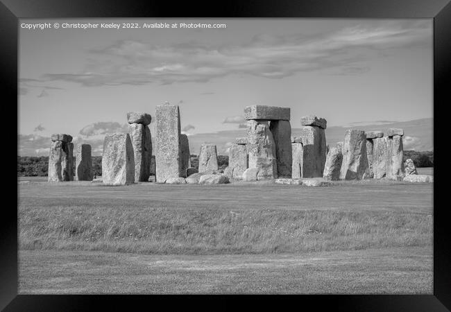 Stonehenge in black and white Framed Print by Christopher Keeley