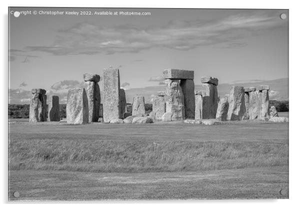 Stonehenge in black and white Acrylic by Christopher Keeley