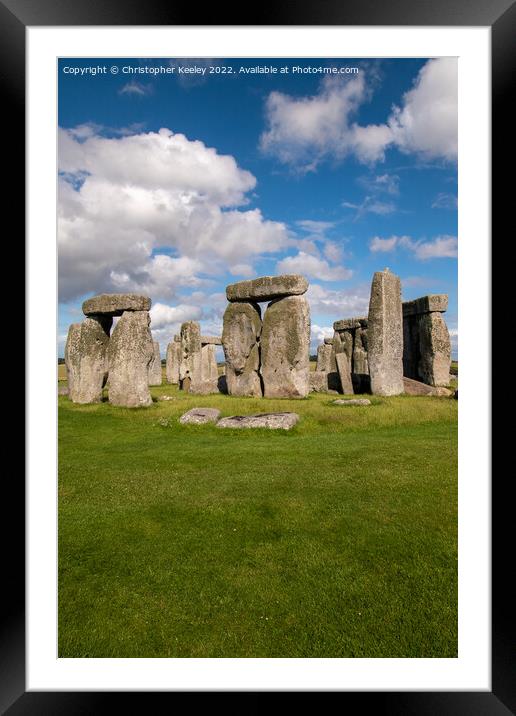 Blue skies over Stonehenge Framed Mounted Print by Christopher Keeley