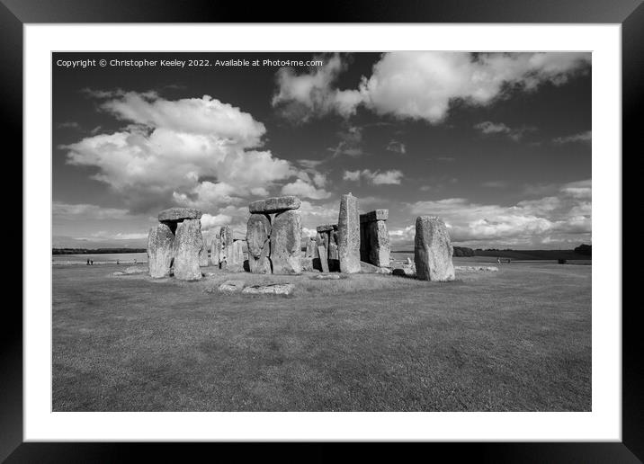 Stonehenge in monochrome Framed Mounted Print by Christopher Keeley