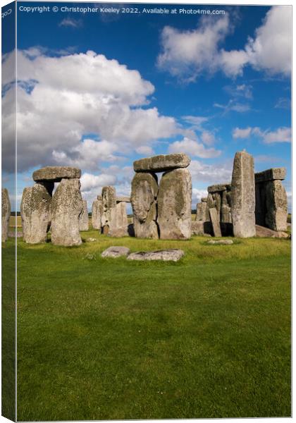 Blue skies at Stonehenge Canvas Print by Christopher Keeley