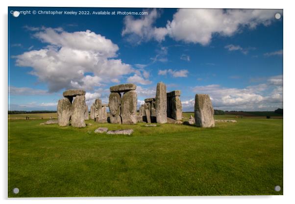 Blue skies over Stonehenge Acrylic by Christopher Keeley