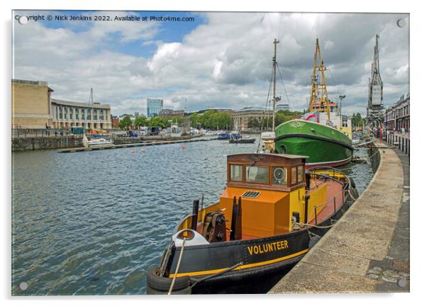 Bristol Floating Harbour and Moored Boats Acrylic by Nick Jenkins