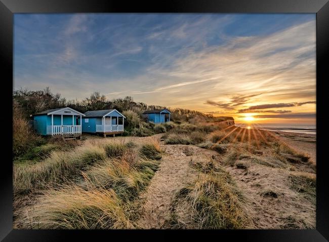 Sunset beach huts - Hunstanton  Framed Print by Gary Pearson