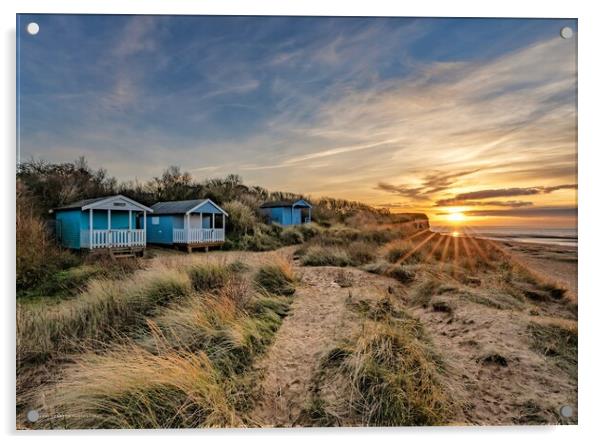 Sunset beach huts - Hunstanton  Acrylic by Gary Pearson