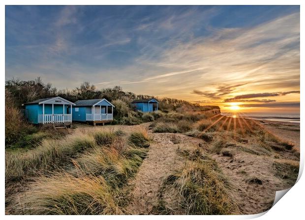 Sunset beach huts - Hunstanton  Print by Gary Pearson